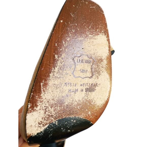 STUART WEITZMAN Anna Gold Matte Shimmer Pumps Wedding Champagne 8 Event Vintage - Picture 8 of 12